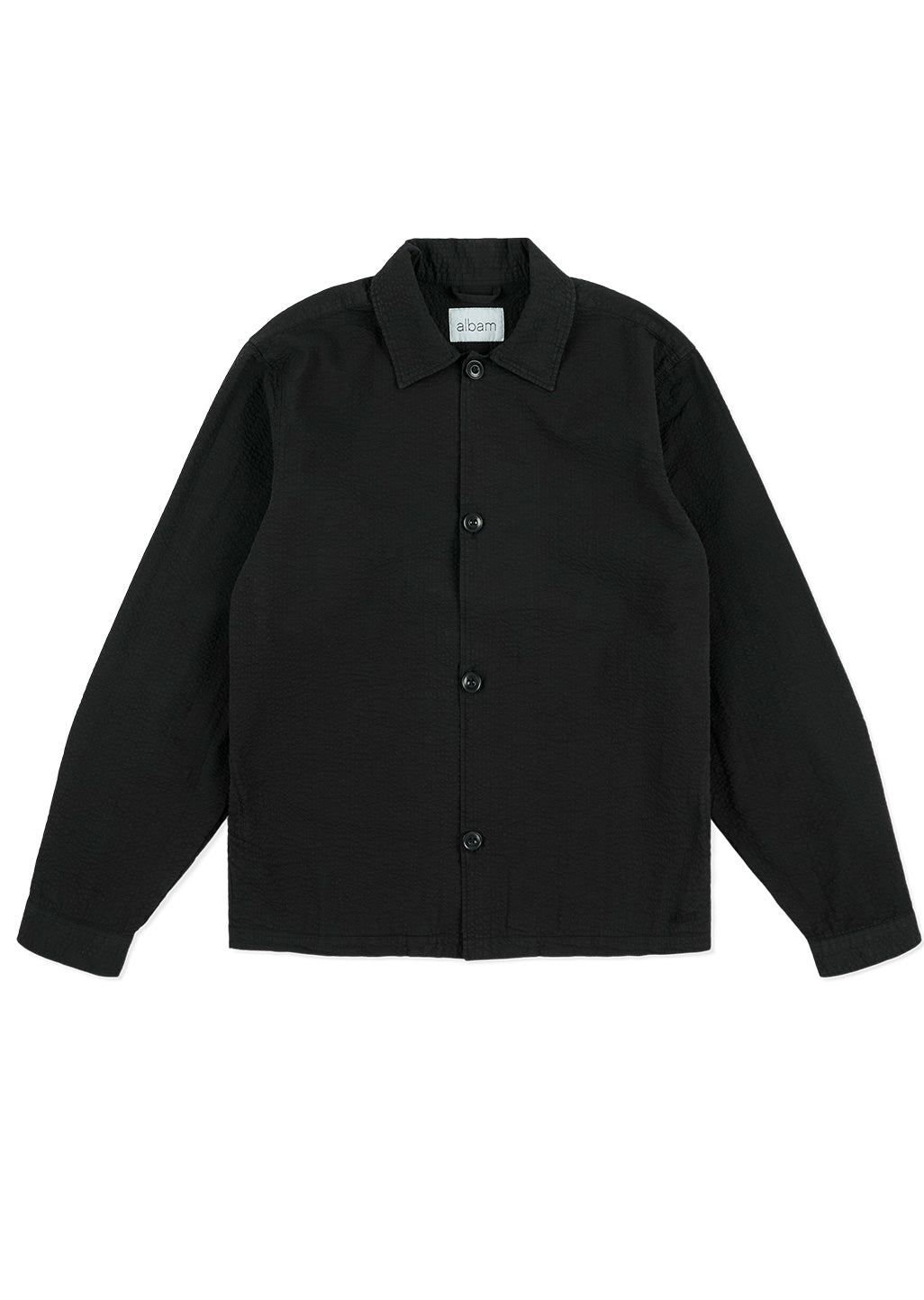 Seersucker Modern Overshirt in Black