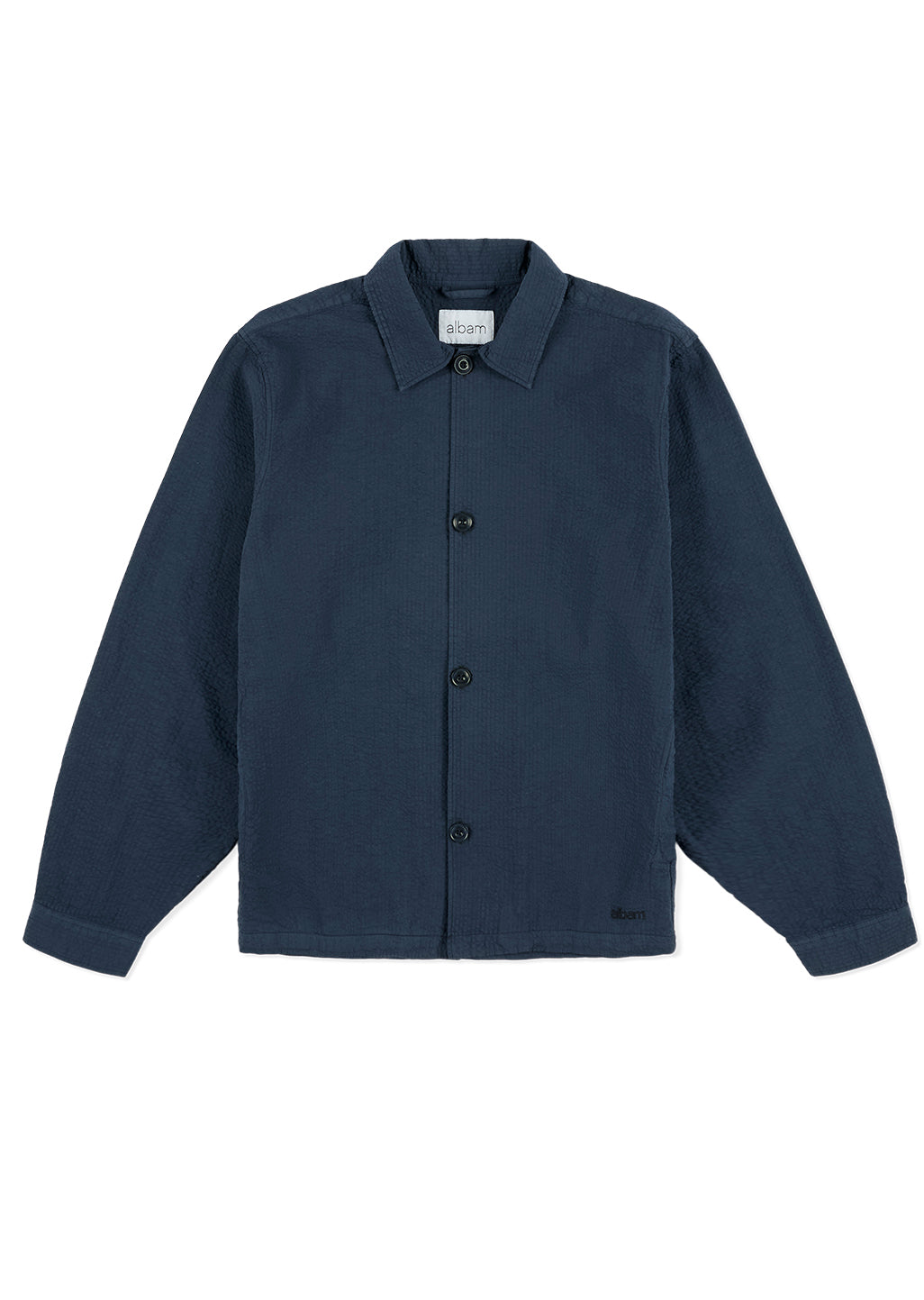 Seersucker Modern Overshirt in Dark Navy