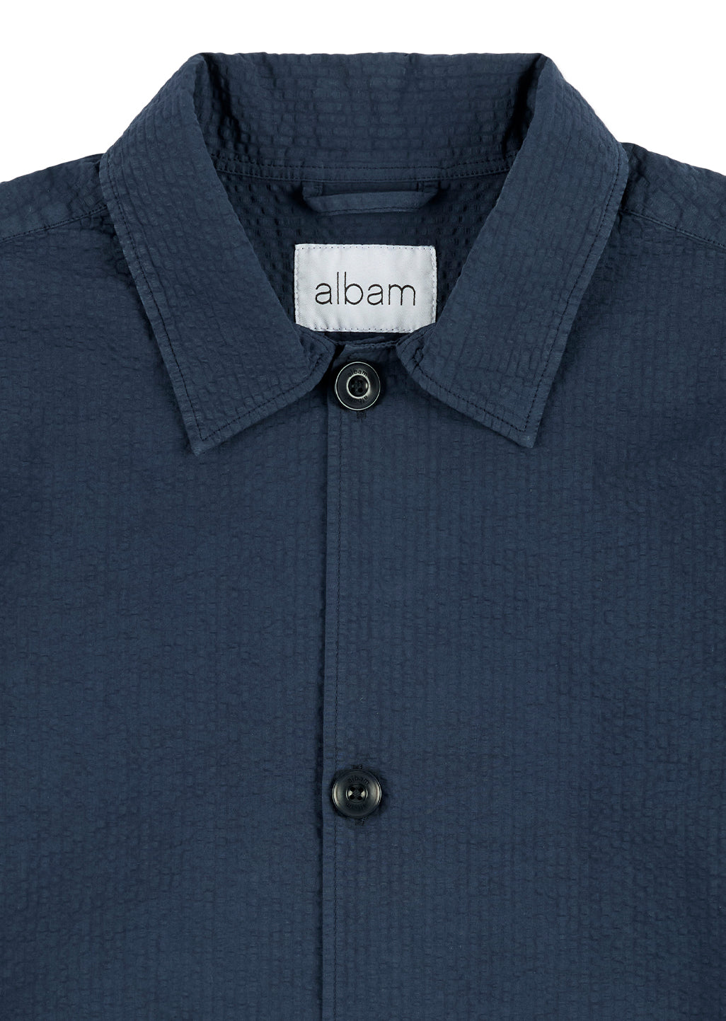Seersucker Modern Overshirt in Dark Navy