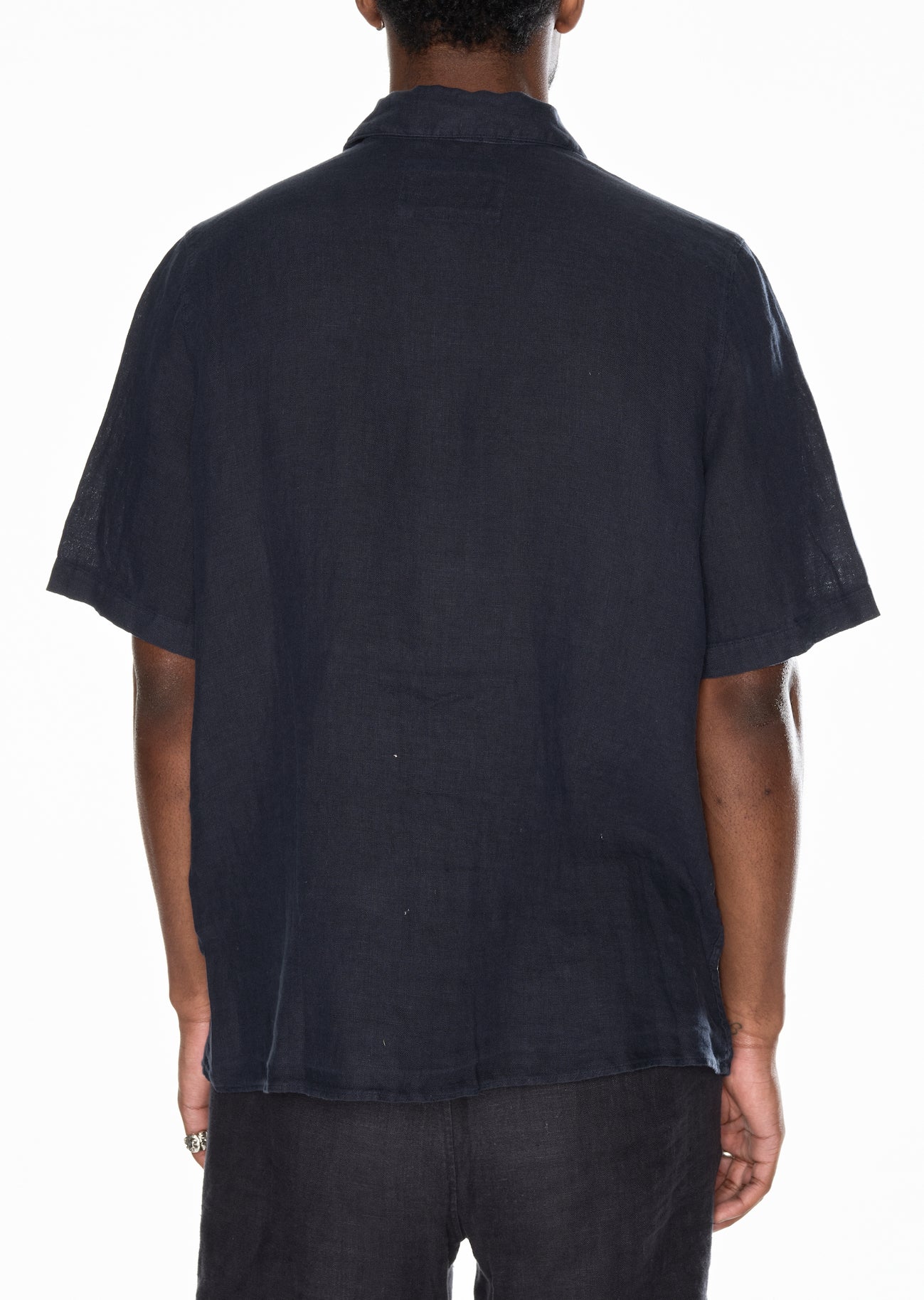Short Sleeve Linen Shirt in Navy