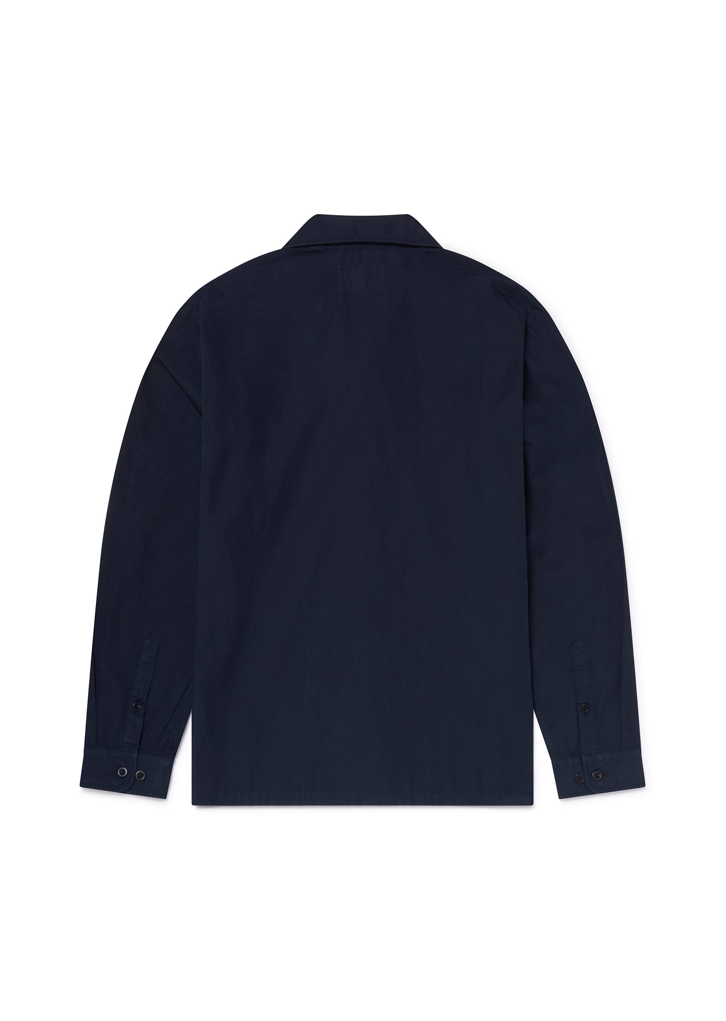 Long Sleeve Revere Poplin Shirt in Dark Navy