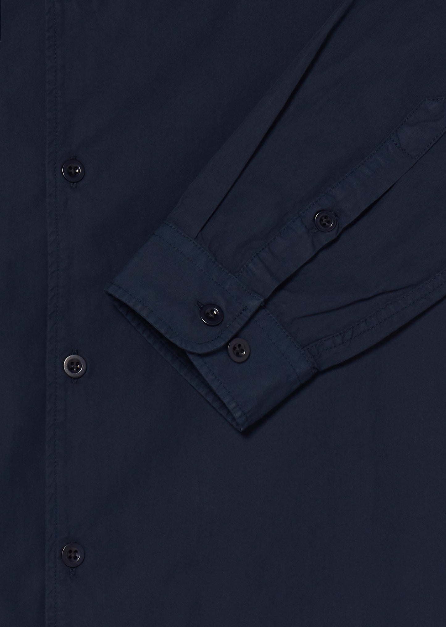 Long Sleeve Revere Poplin Shirt in Dark Navy