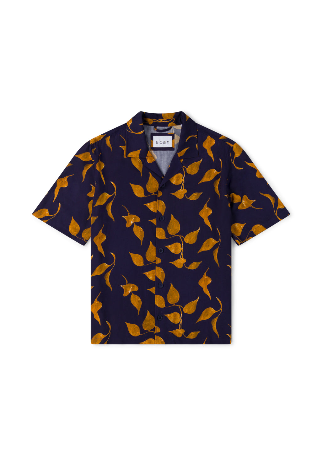 Short Sleeve Bowling Shirt in Navy