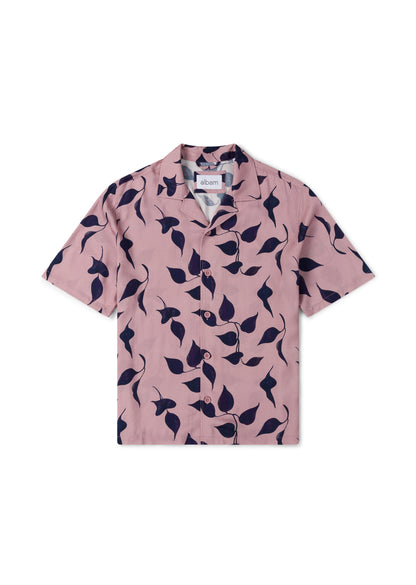 Short Sleeve Bowling Shirt in Dusky Pink