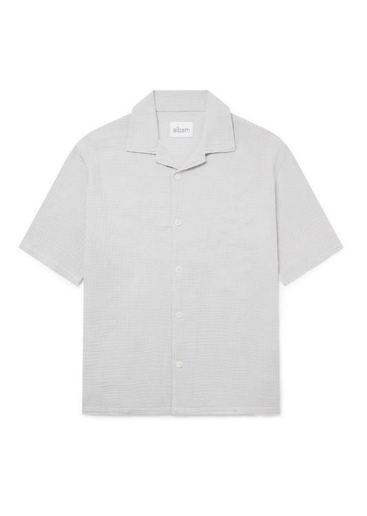 Crinkle Holiday Shirt in Light Grey