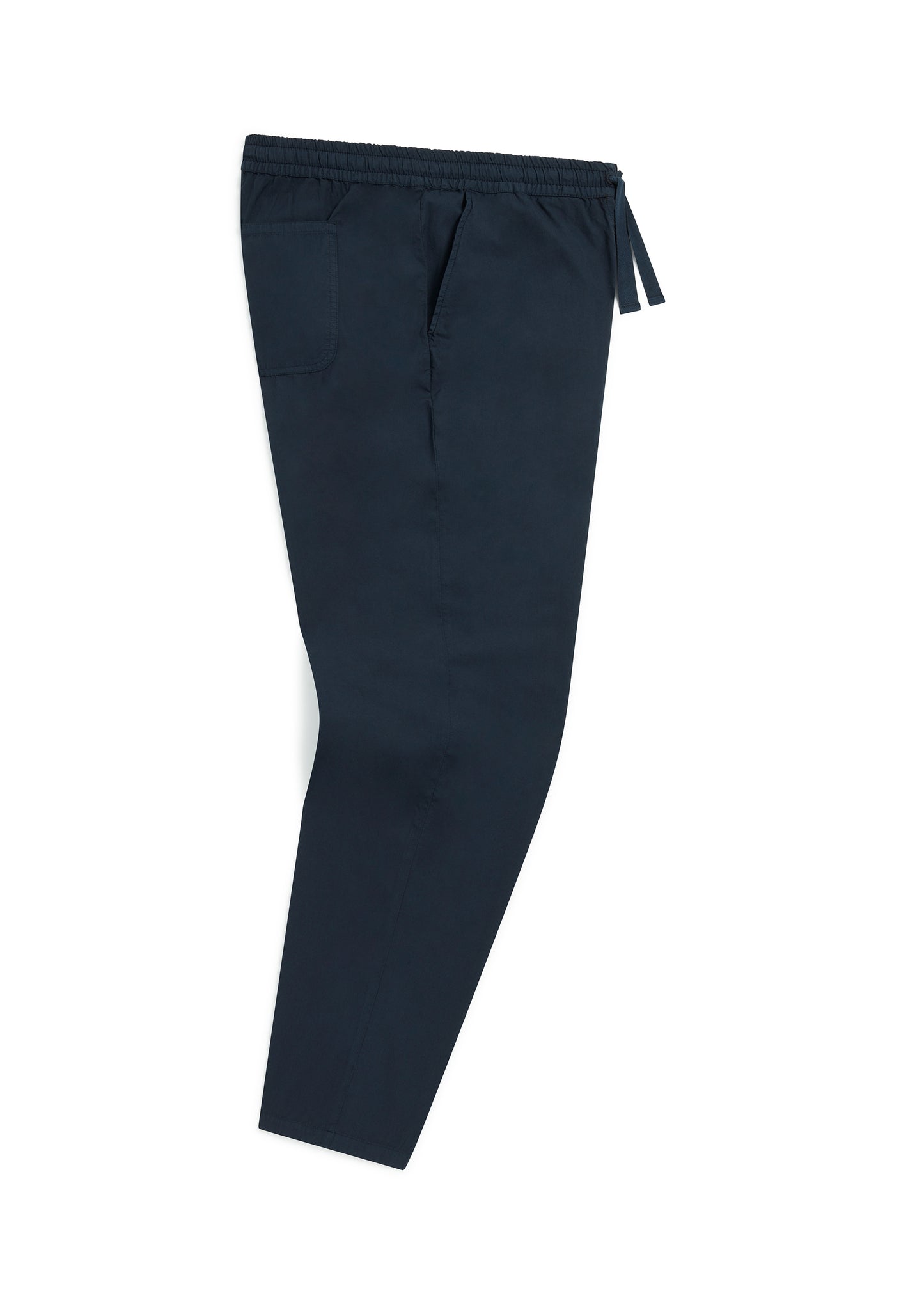 Poplin Drawstring Trouser in Dark Navy