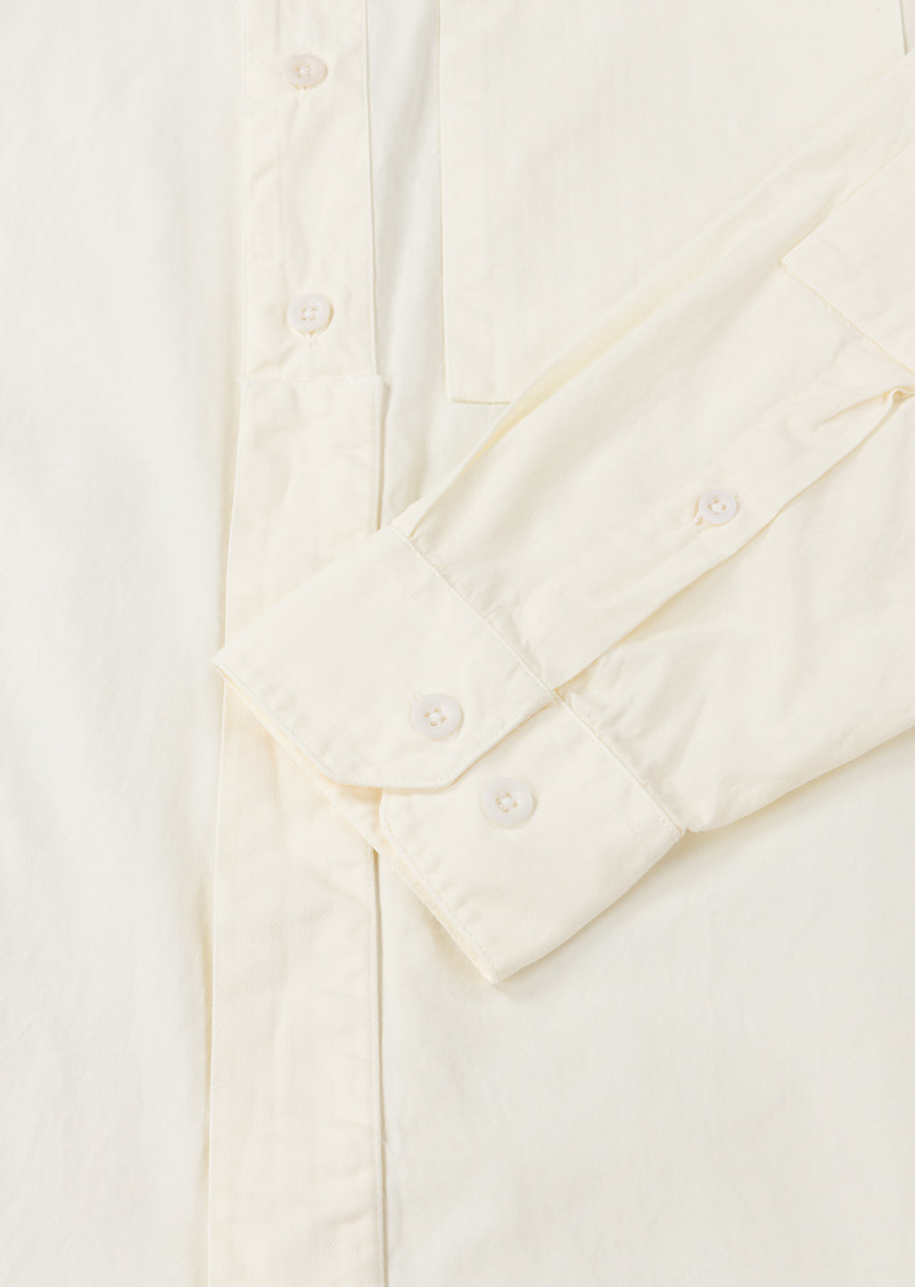 Patchwork Long Sleeve Shirt in Off-White