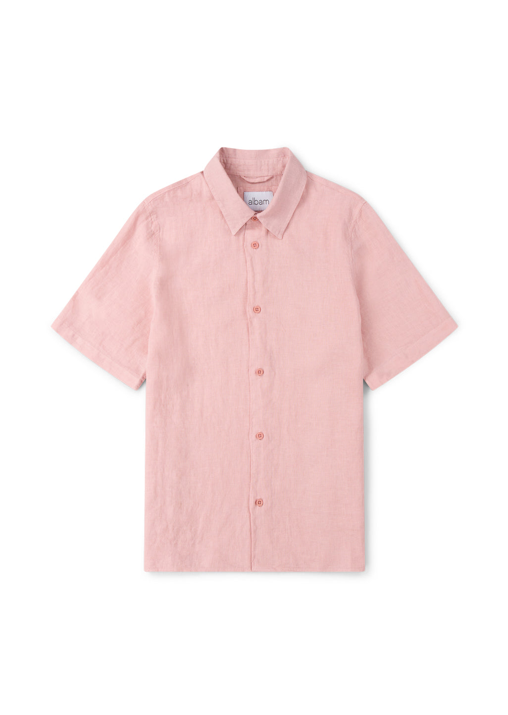 Short Sleeve Linen Shirt in Dusky Pink