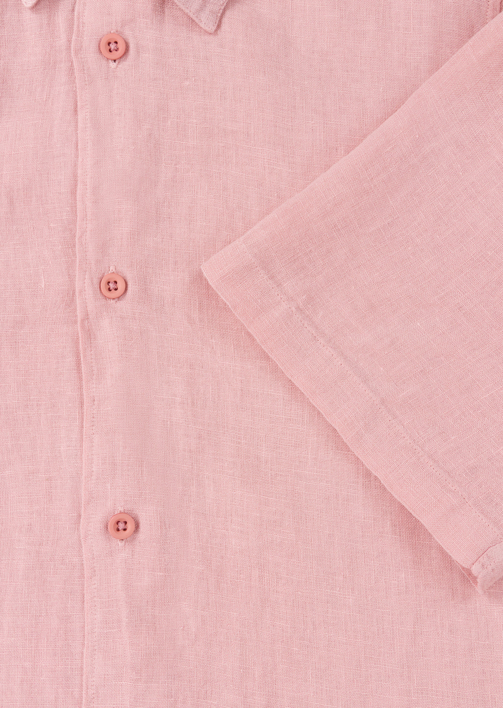 Short Sleeve Linen Shirt in Dusky Pink