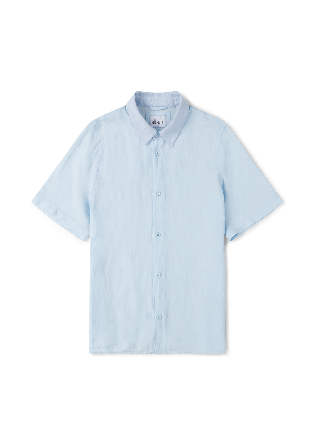 Short Sleeve Linen Shirt in Light Blue