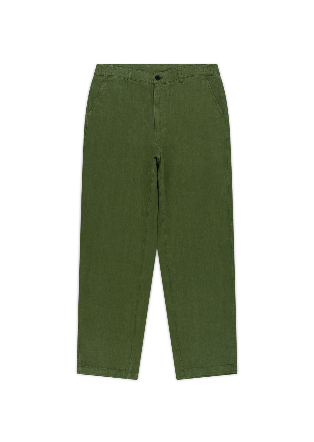 Elasticated Linen Trousers in Khaki