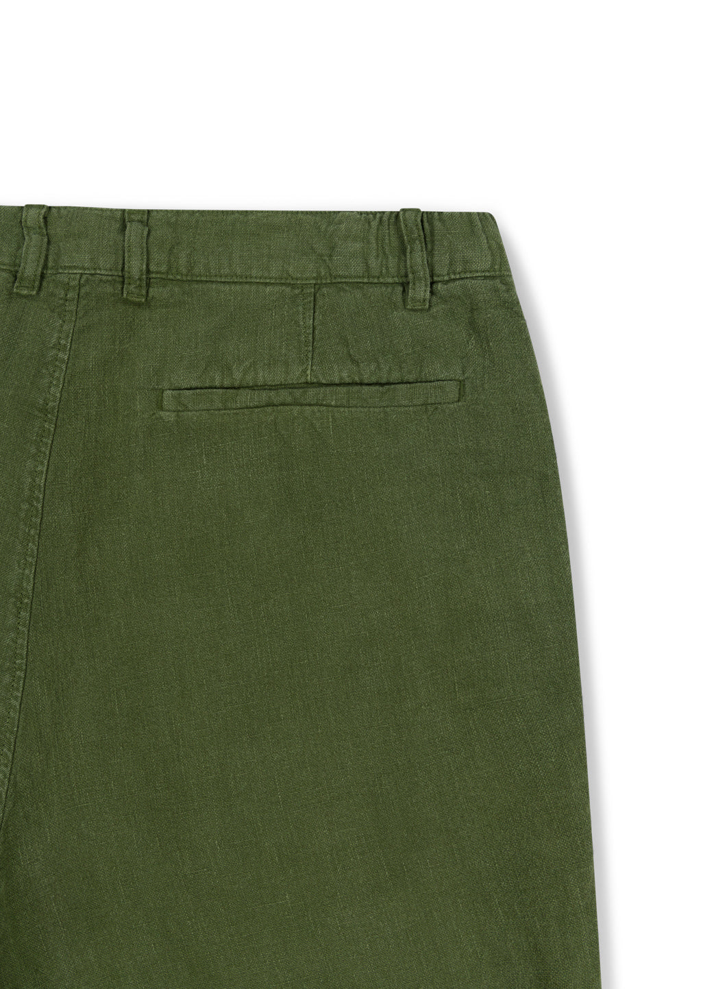 Elasticated Linen Trousers in Khaki