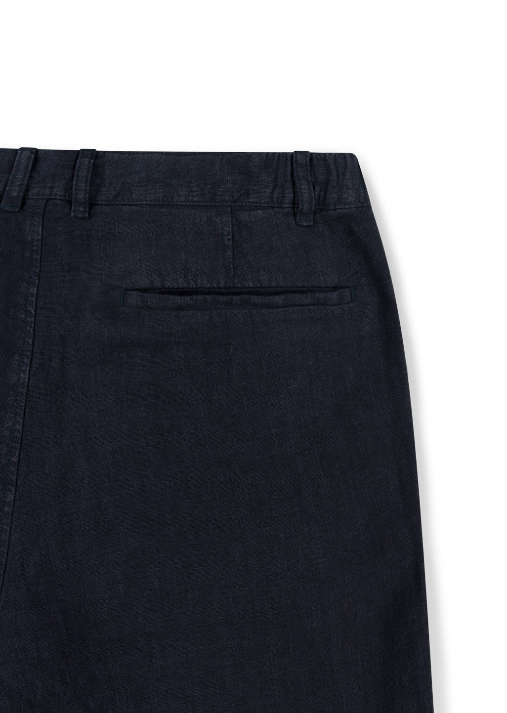 Elasticated Linen Trousers in Navy