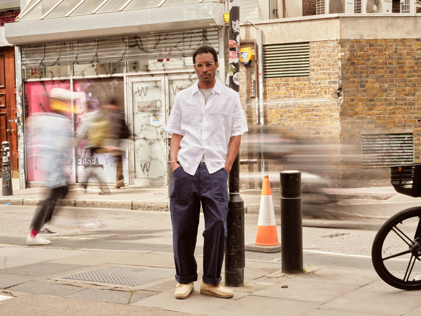 Short Sleeve Linen Shirt in White