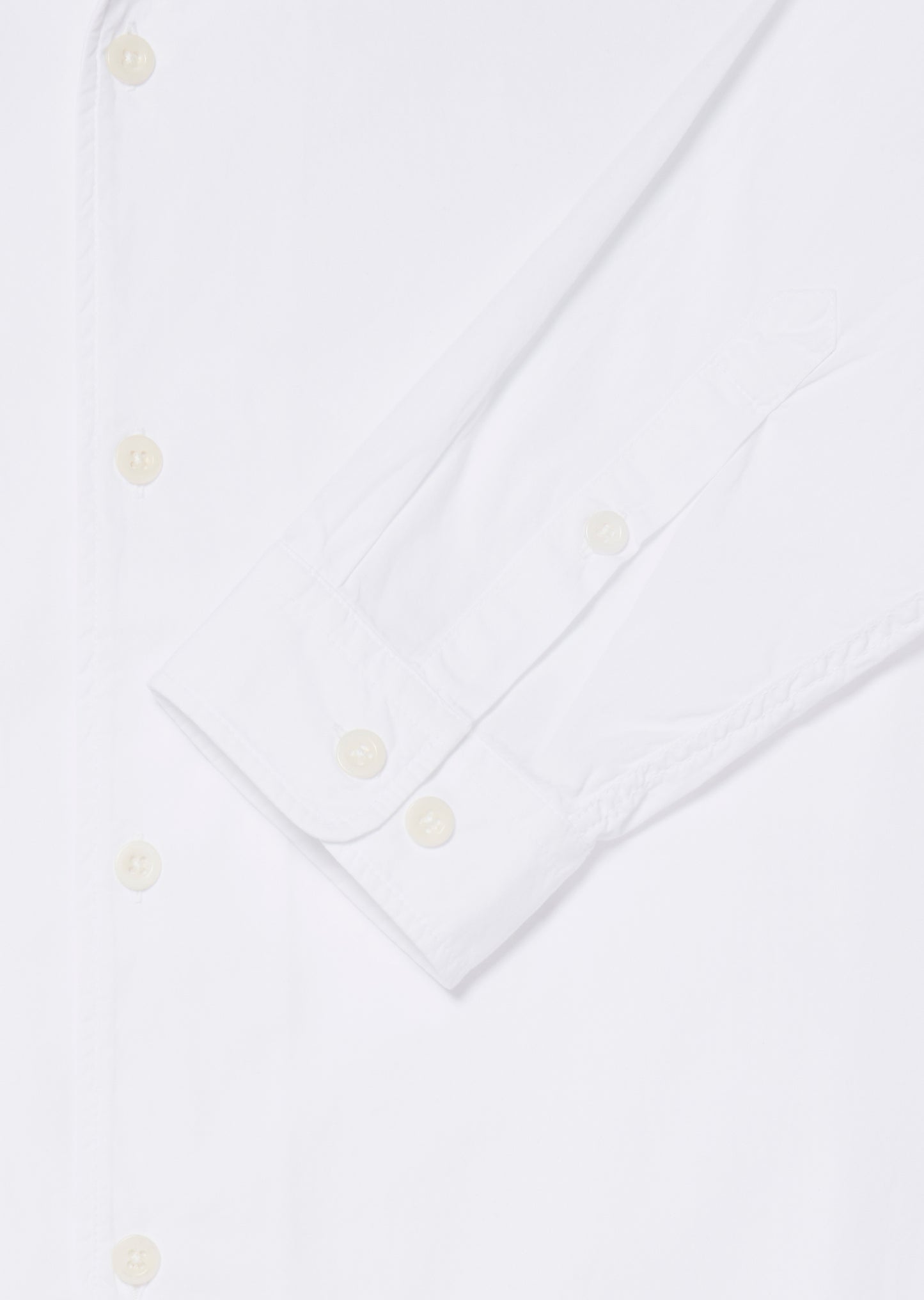 Long Sleeve Revere Poplin Shirt in White