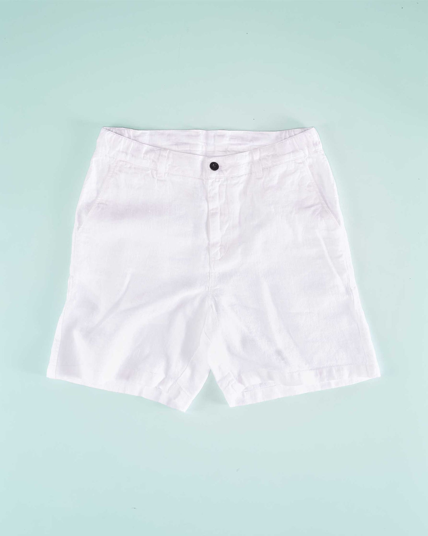 Elasticated Linen Short in White