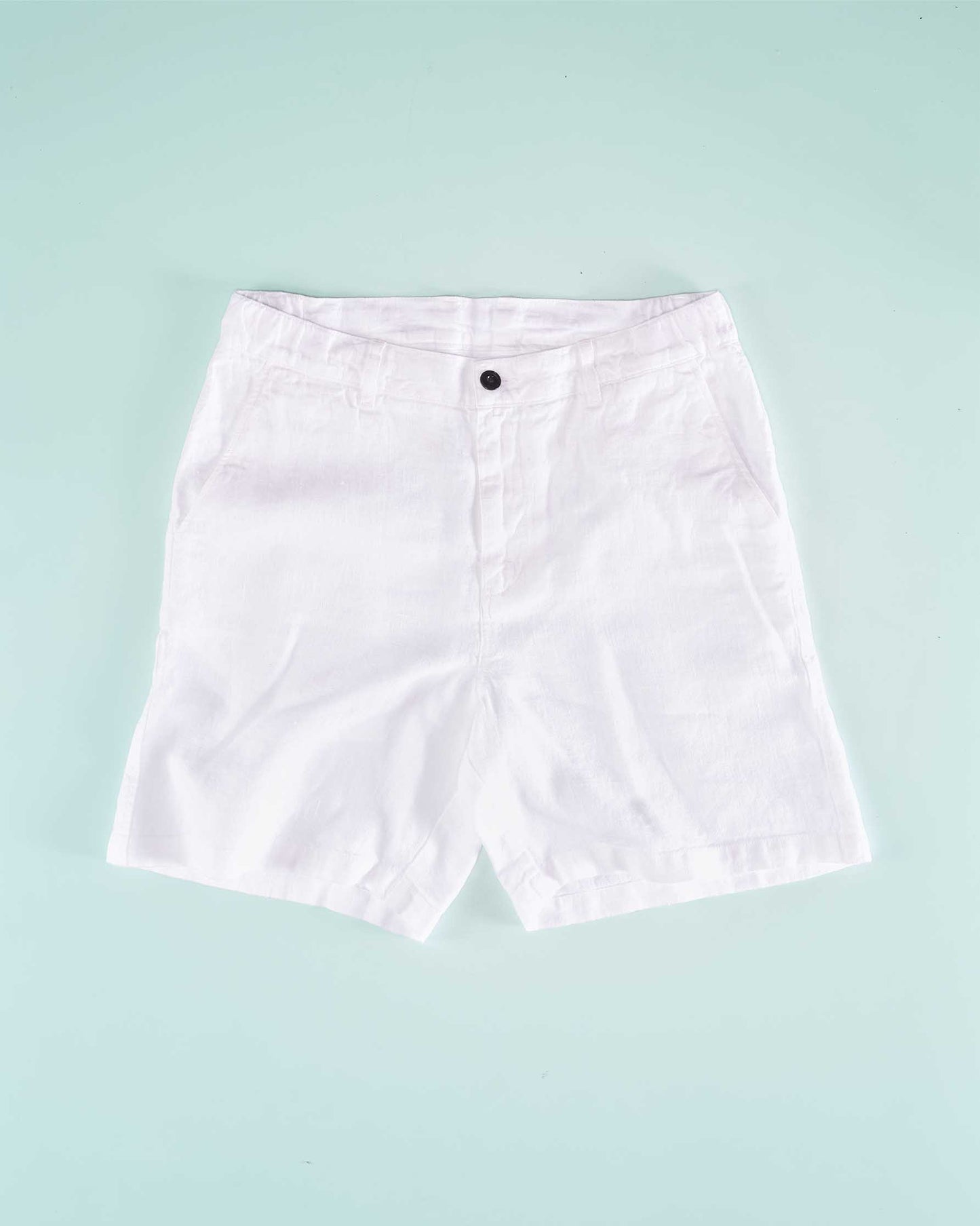 Elasticated Linen Short in White