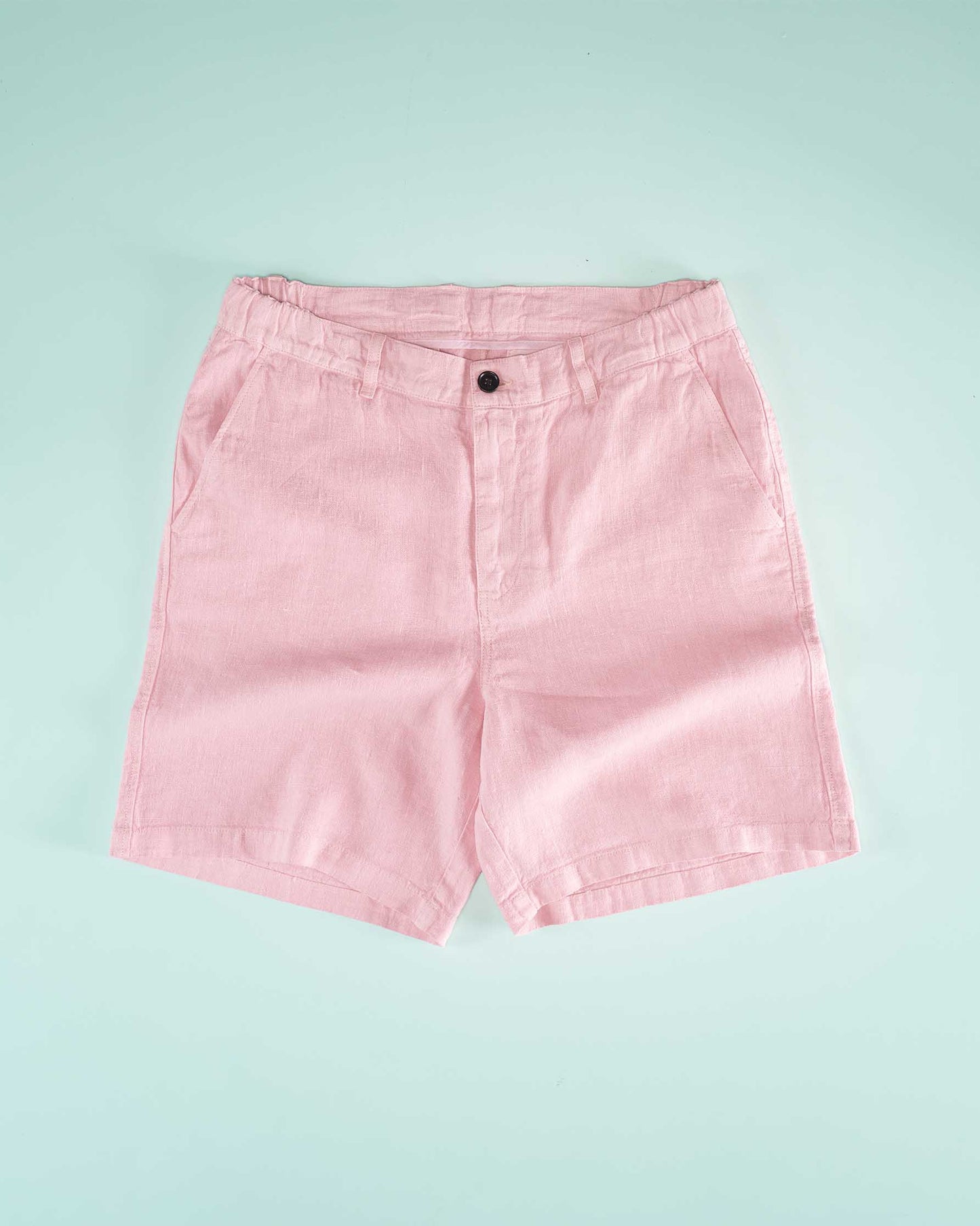 Elasticated Linen Short in Dusky Pink