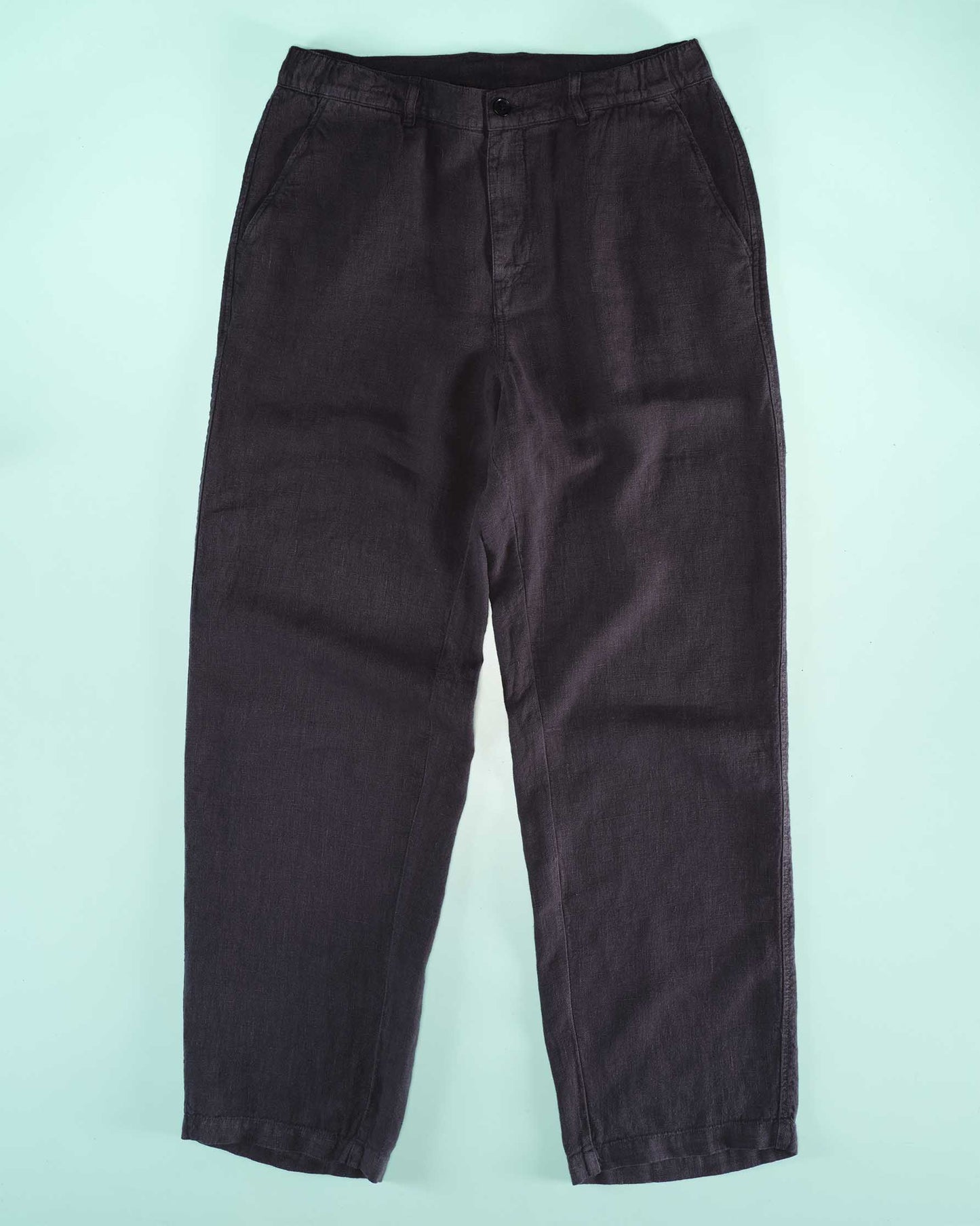 Elasticated Linen Trousers in Navy