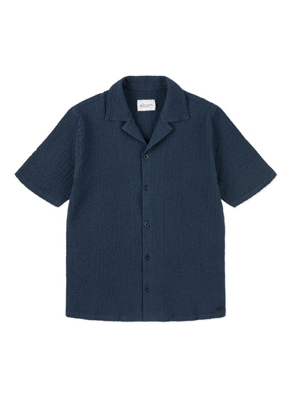 Seersucker Fenton Shirt in Dark Navy