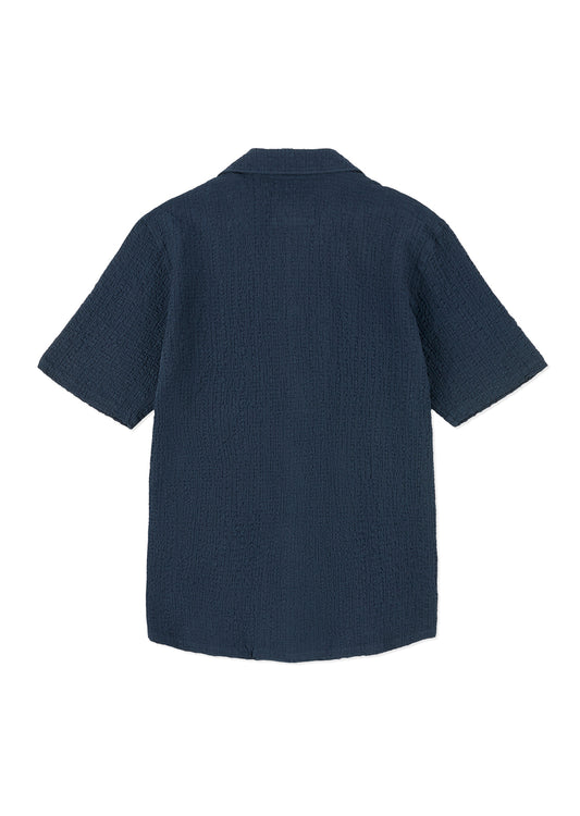Seersucker Fenton Shirt in Dark Navy