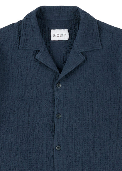 Seersucker Fenton Shirt in Dark Navy