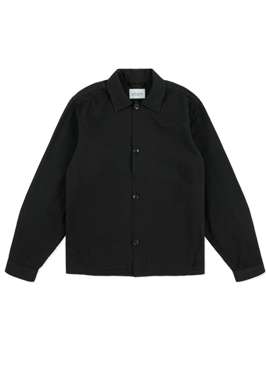 Seersucker Modern Overshirt in Black