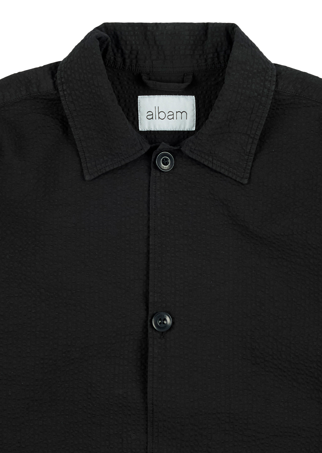 Seersucker Modern Overshirt in Black