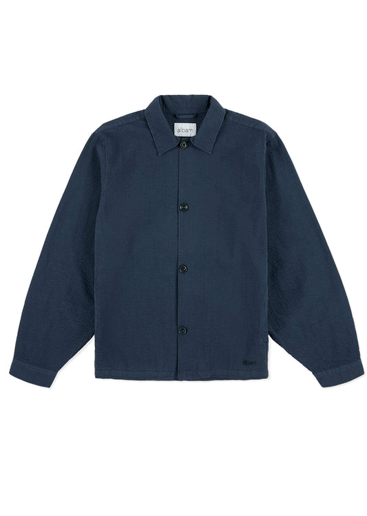 Seersucker Modern Overshirt in Dark Navy