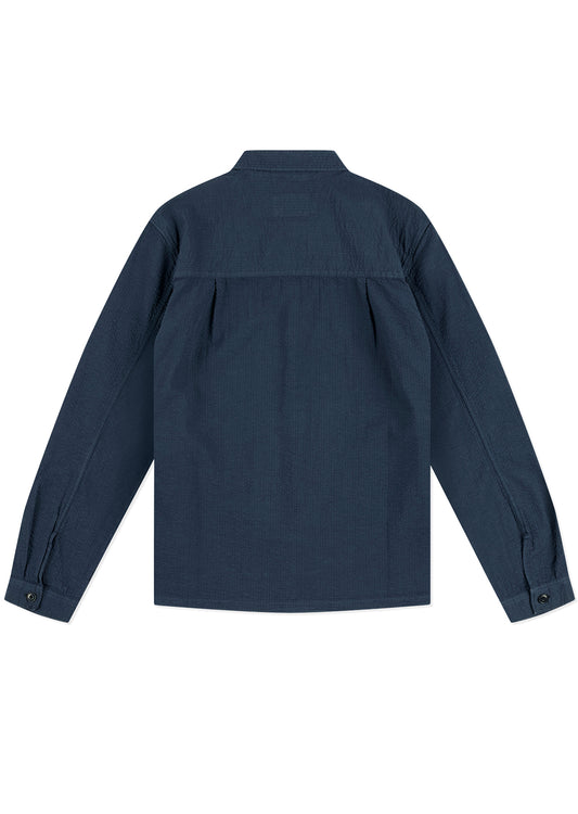 Seersucker Modern Overshirt in Dark Navy
