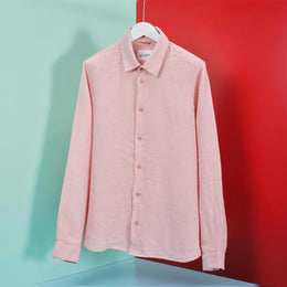 Long Sleeve Linen Shirt in Dusky Pink