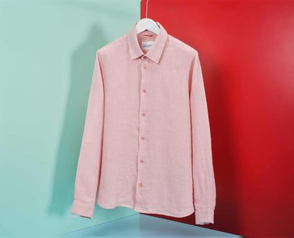 Long Sleeve Linen Shirt in Dusky Pink
