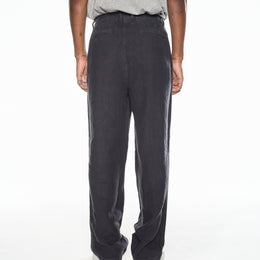 Elasticated Linen Trousers in Navy