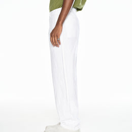 Elasticated Linen Trousers in White