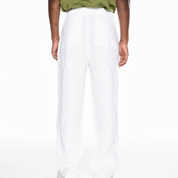 Elasticated Linen Trousers in White