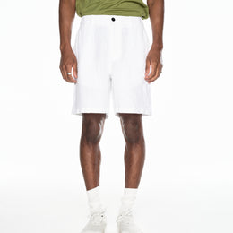 Elasticated Linen Short in White