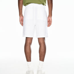 Elasticated Linen Short in White
