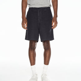 Elasticated Linen Short in Navy