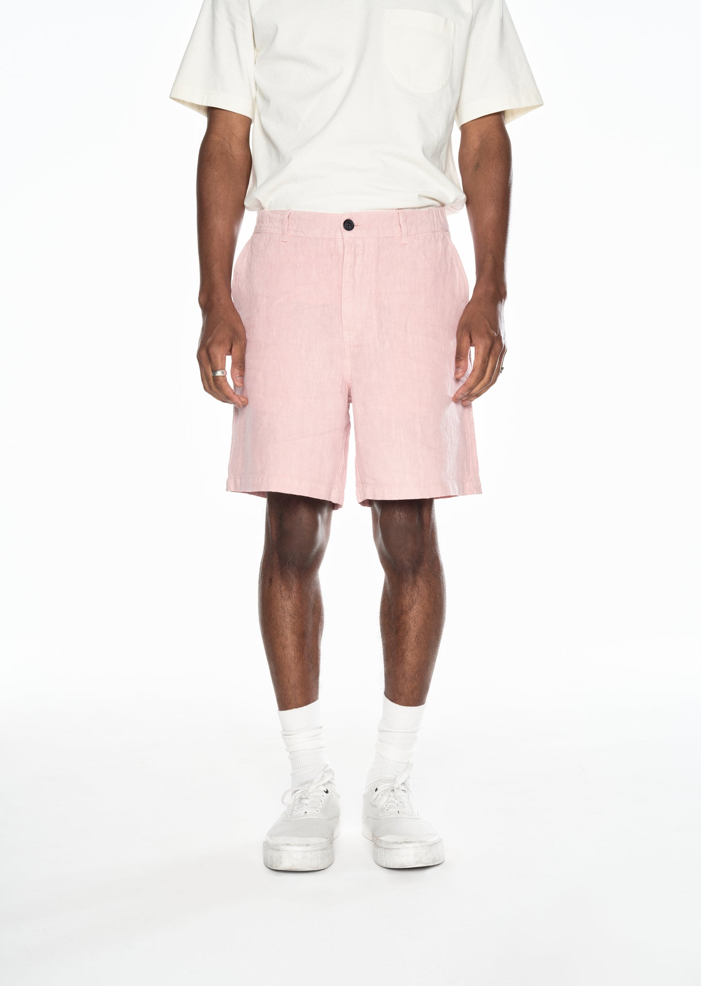 Elasticated Linen Short in Dusky Pink