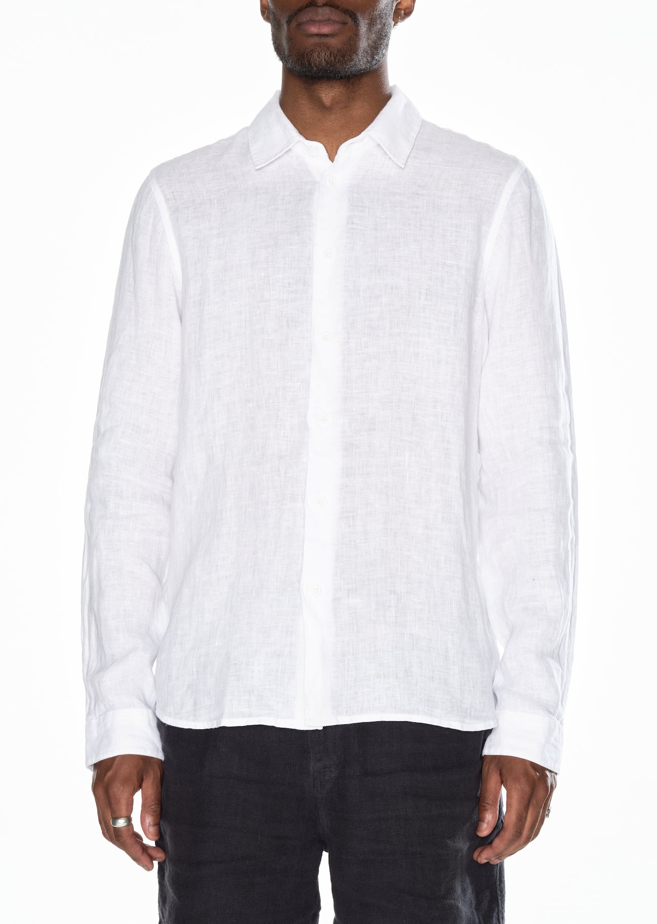 Long Sleeve Linen Shirt in White