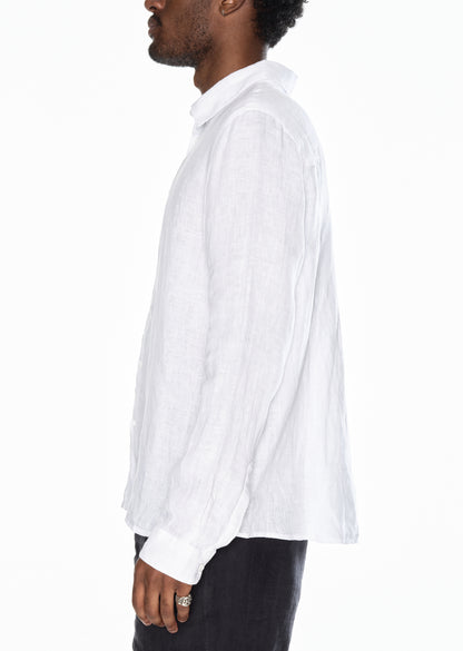 Long Sleeve Linen Shirt in White