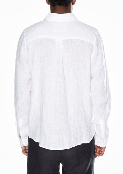 Long Sleeve Linen Shirt in White