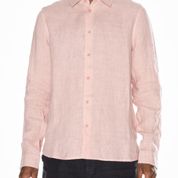 Long Sleeve Linen Shirt in Dusky Pink