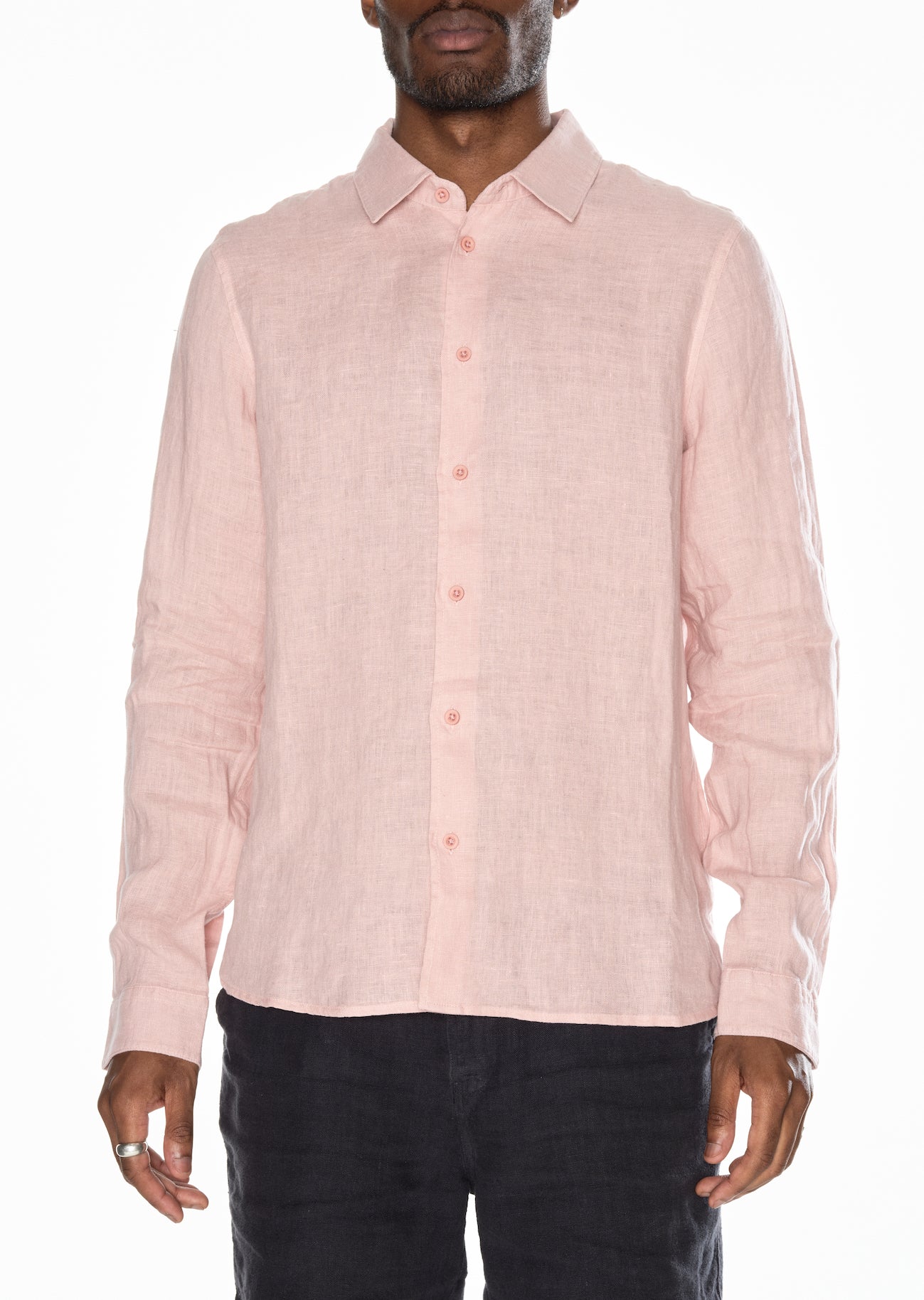 Long Sleeve Linen Shirt in Dusky Pink