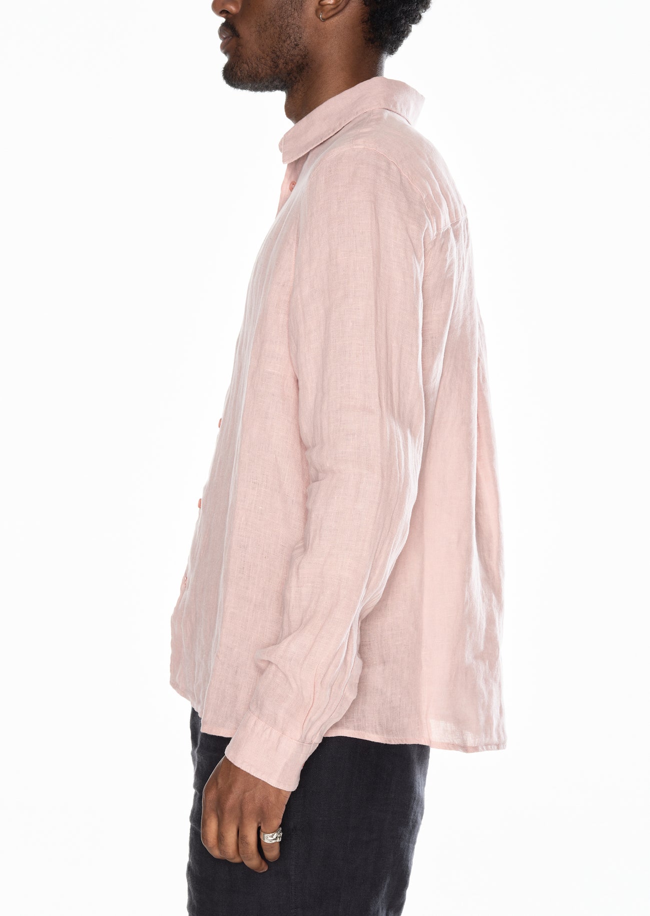 Long Sleeve Linen Shirt in Dusky Pink