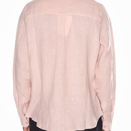 Long Sleeve Linen Shirt in Dusky Pink