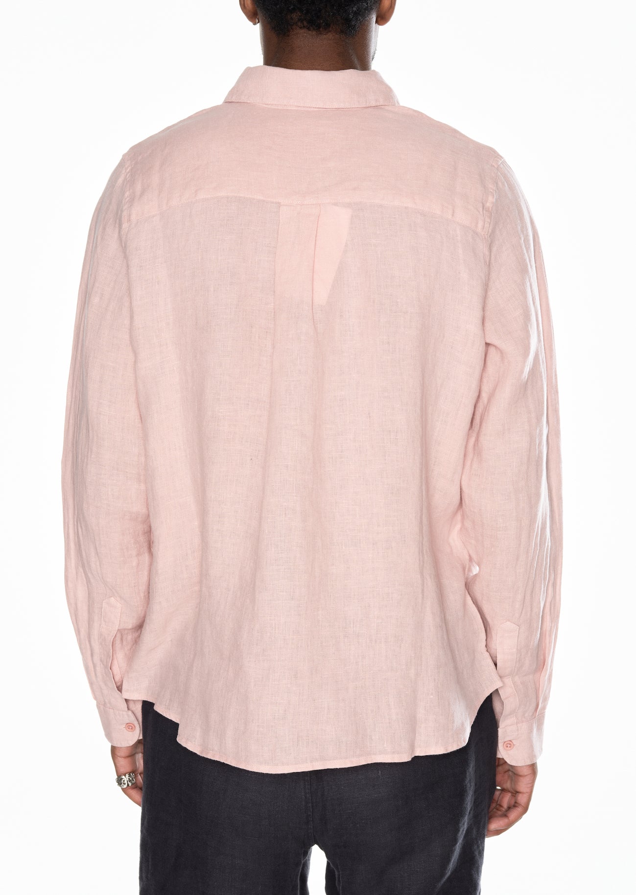 Long Sleeve Linen Shirt in Dusky Pink