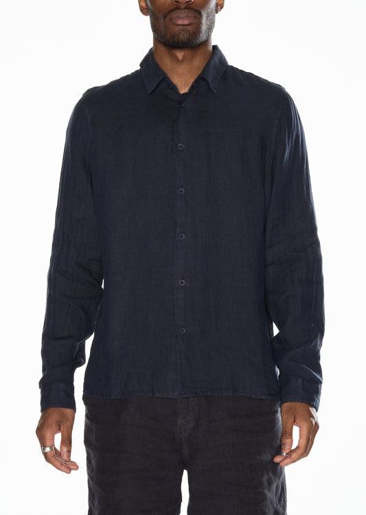 Long Sleeve Linen Shirt in Navy