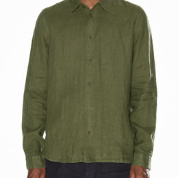 Long Sleeve Linen Shirt in Khaki
