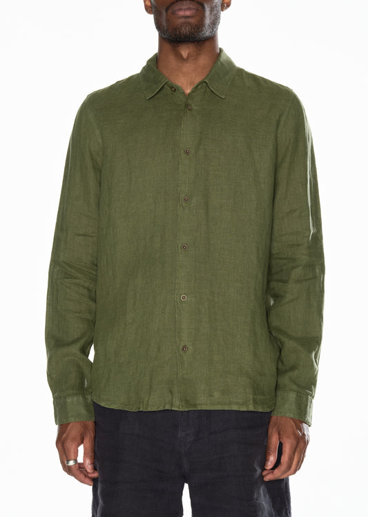 Long Sleeve Linen Shirt in Khaki